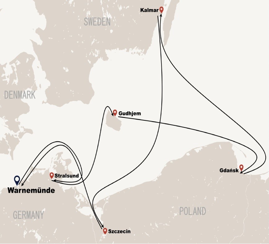 Baltic Round Trip – In the Footsteps of the Hanse — route map